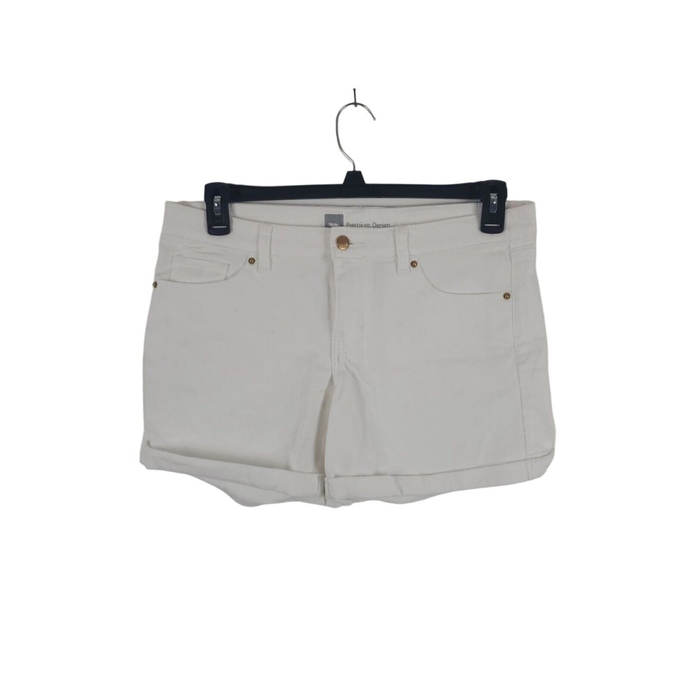 Mossimo Womens Denim Shorts 10 White Cuffed Mid Rise Casual Summer Bottoms